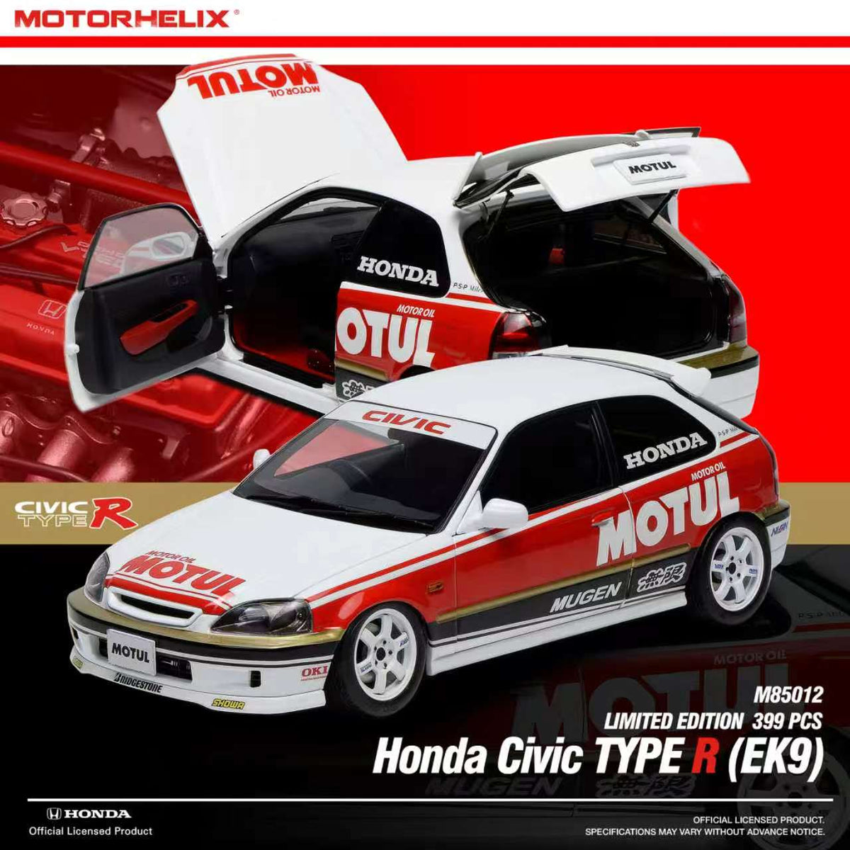 MOTORHELIX 1:18 Honda Civic TYPE R (EK9) (2 Colours) M85010/M85012