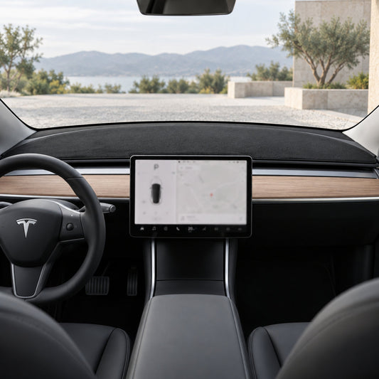 Dashboard Blackout Mat for Model 3/Y Anti-Glare Flannel Dash Cover