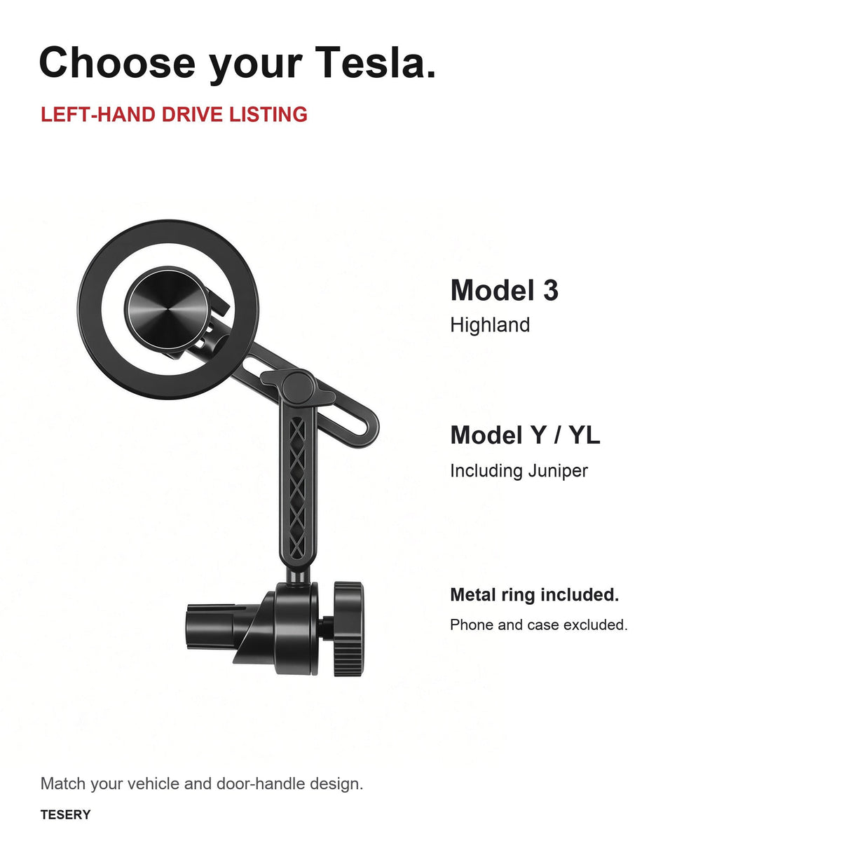 Magnetic Door Phone Mount for Tesla Model 3 Highland, Model Y & Model YL (LHD)
