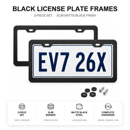 Black License Plate Frames for Tesla – 2 Pack, Front & Rear