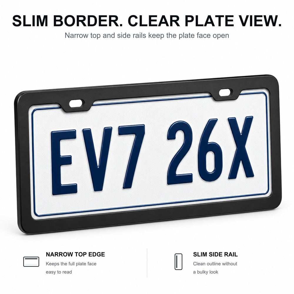 Black License Plate Frames for Tesla – 2 Pack, Front & Rear