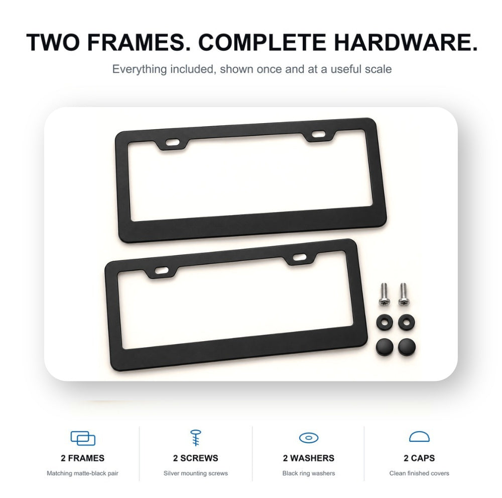 Black License Plate Frames for Tesla – 2 Pack, Front & Rear