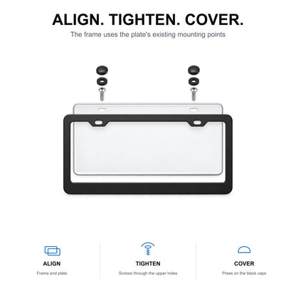 Black License Plate Frames for Tesla – 2 Pack, Front & Rear