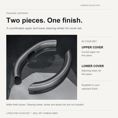 Steering Wheel Trim Covers for Model Y Juniper / Model 3 Highland | Real Dry Carbon Fiber