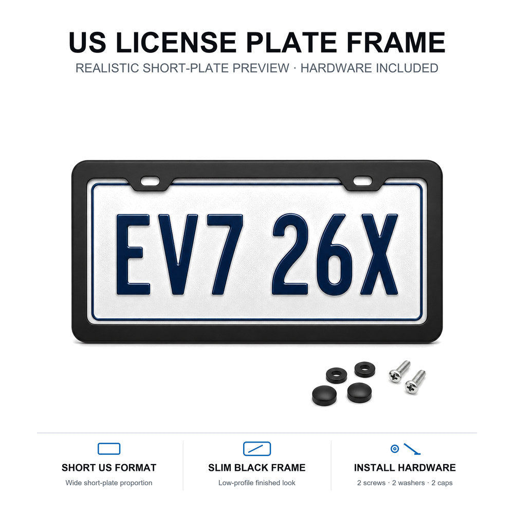 Black License Plate Frames for Tesla – 2 Pack, Front & Rear