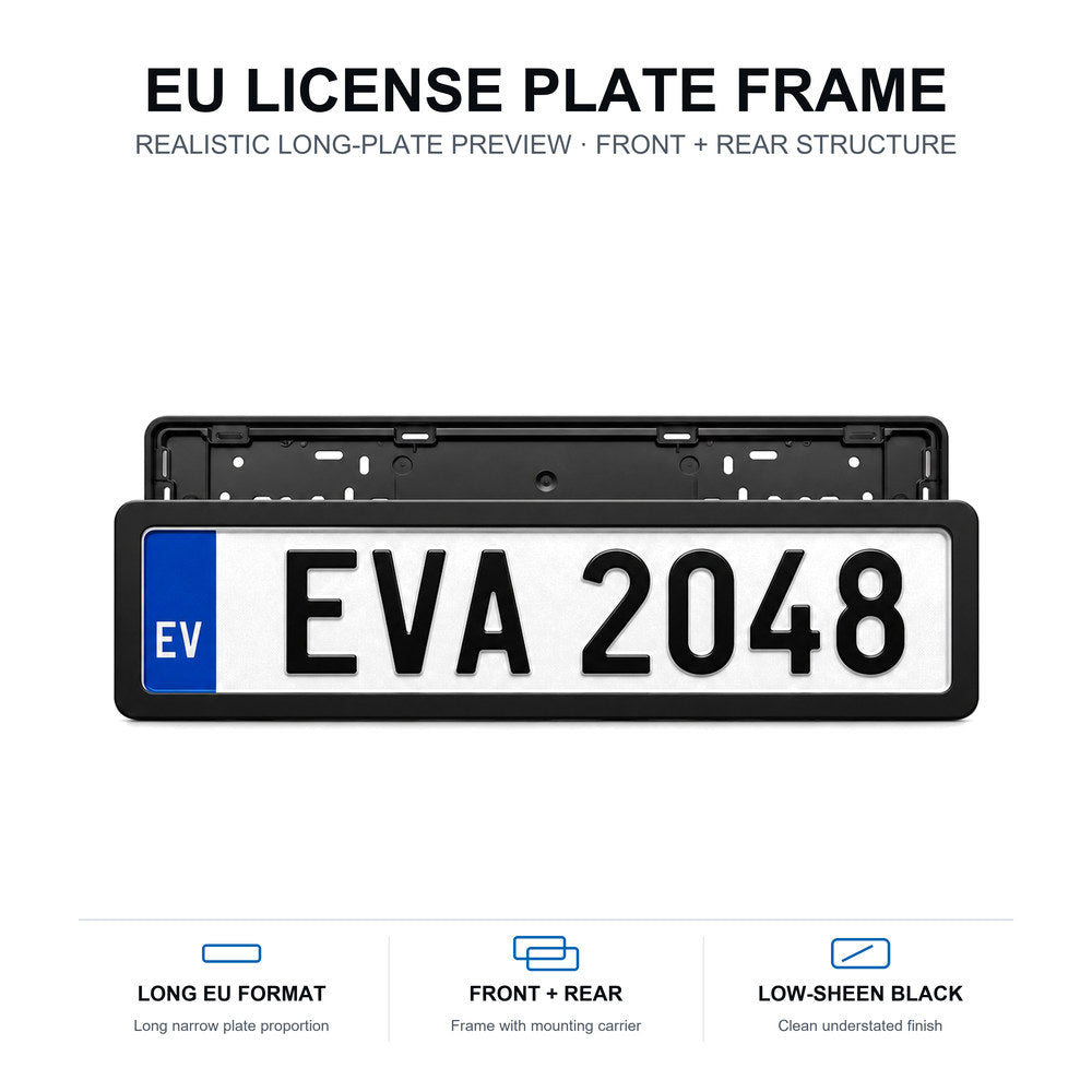 Black License Plate Frames for Tesla – 2 Pack, Front & Rear