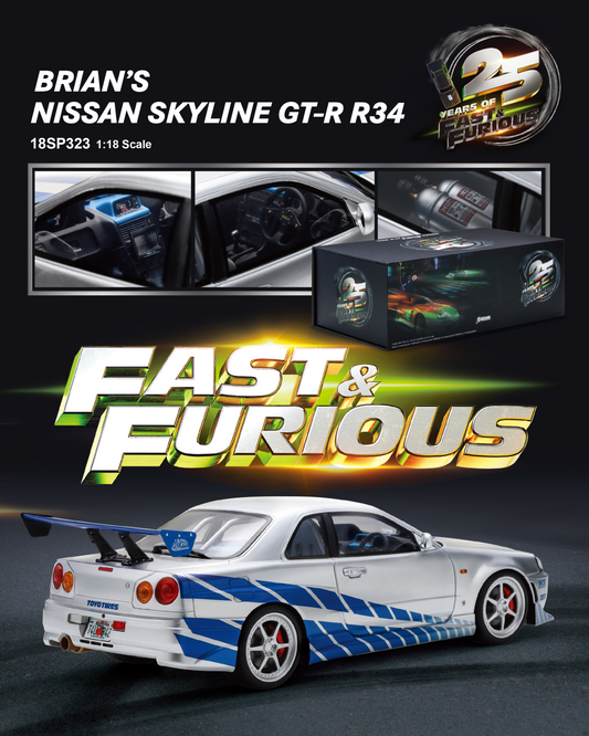[Preorder] Spark 1:18 Nissan Skyline GT-R R34 Fast & Furious 25th anniversary 18SP323