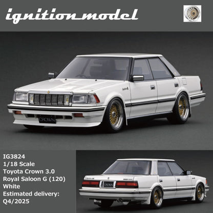 Ignition Model 1:18 Toyota Crown 3.0 Royal Saloon G (120) Pearl White/Gold (2 Colours)