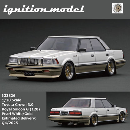 Ignition Model 1:18 Toyota Crown 3.0 Royal Saloon G (120) Pearl White/Gold (2 Colours)