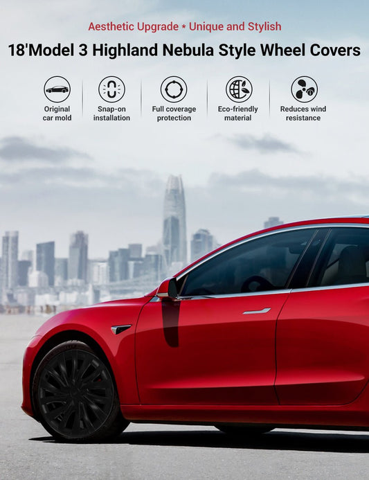 TESERY 18″ Nebula Style Wheel Covers for Model 3 Highland