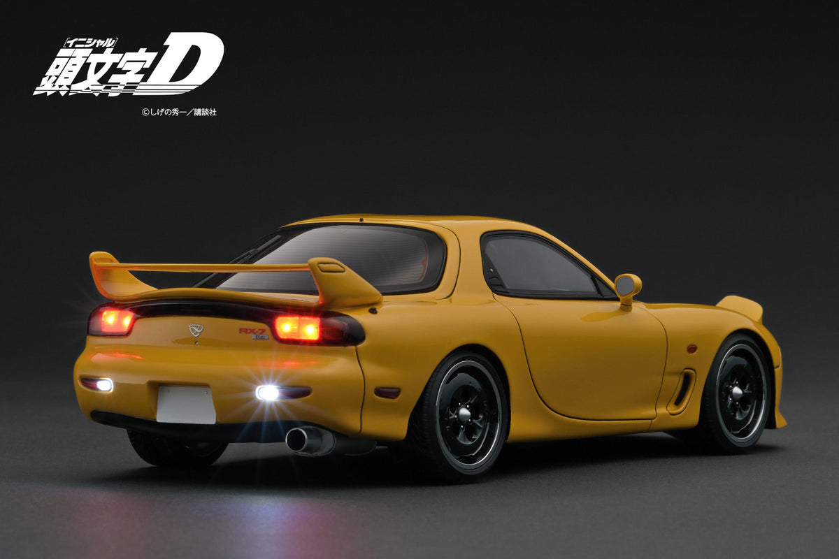 Ignition Model 1:18 INITIAL D Mazda RX-7 Mazda Speed A-spec (FD3S) Yellow SOUND & LED Ver. IG3940