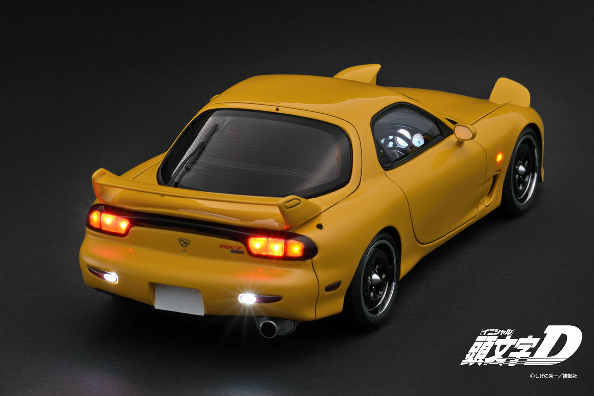 Ignition Model 1:18 INITIAL D Mazda RX-7 Mazda Speed A-spec (FD3S) Yellow SOUND & LED Ver. IG3940