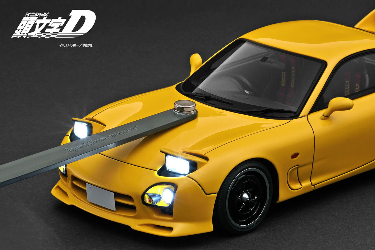 Ignition Model 1:18 INITIAL D Mazda RX-7 Mazda Speed A-spec (FD3S) Yellow SOUND & LED Ver. IG3940
