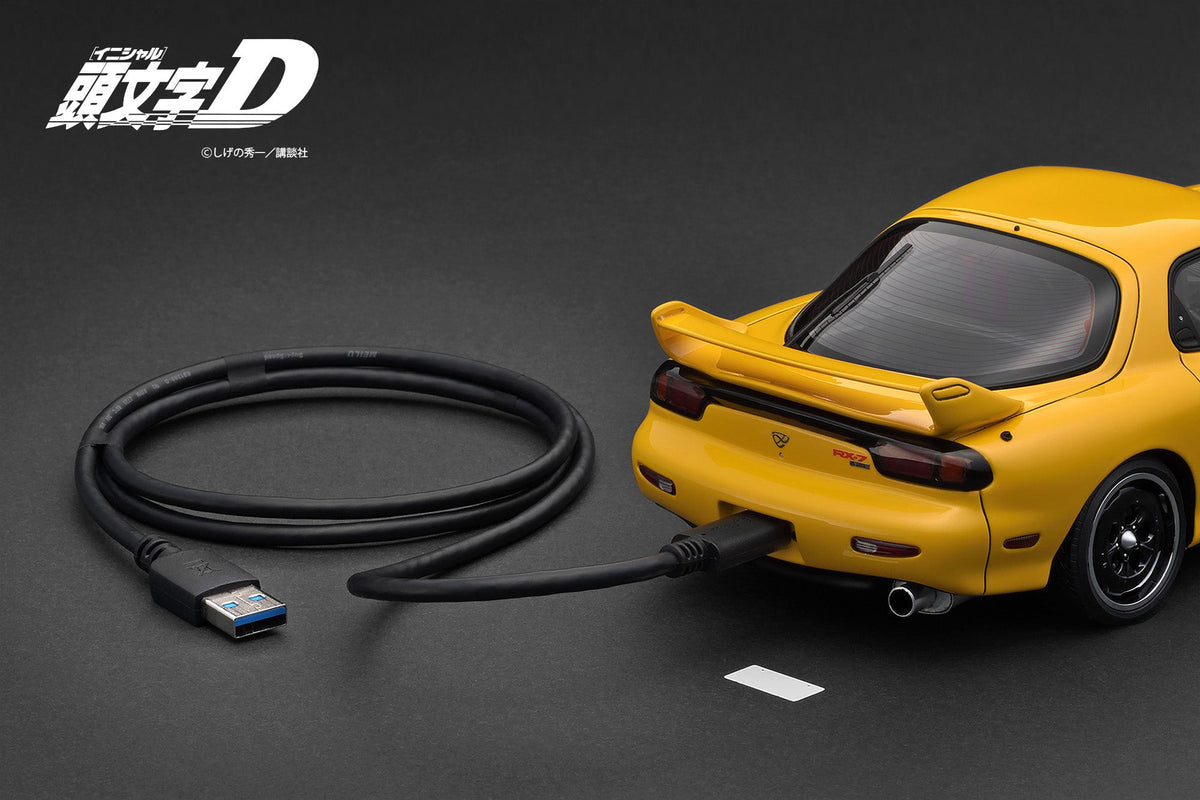 Ignition Model 1:18 INITIAL D Mazda RX-7 Mazda Speed A-spec (FD3S) Yellow SOUND & LED Ver. IG3940