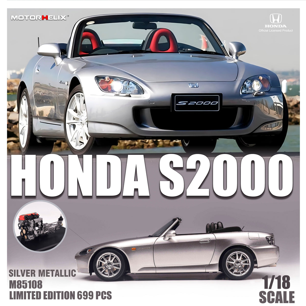 MOTORHELIX 1:18 Honda S2000 (AP2) - Silver