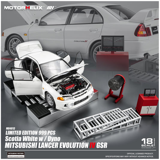 [Preorder] MOTORHELIX 1:18 Mitsubishi Lancer Evolution VI GSR Scottish White/with Dynamometer M84013