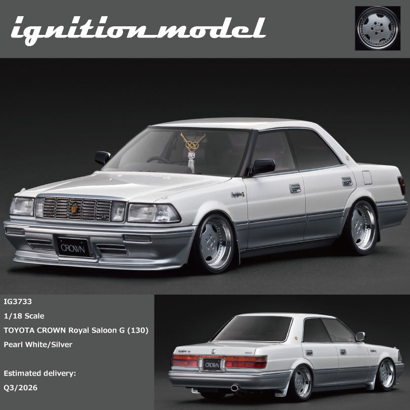 [Preorder] Ignition Model 1:18 TOYOTA CROWN Royal Saloon G (130) Pearl White/Silver IG3733