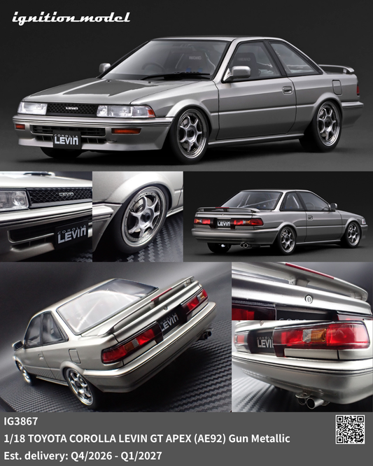 [Preorder] Ignition Model 1:18 TOYOTA COROLLA LEVIN GT APEX (AE92) Gun Metallic IG3867