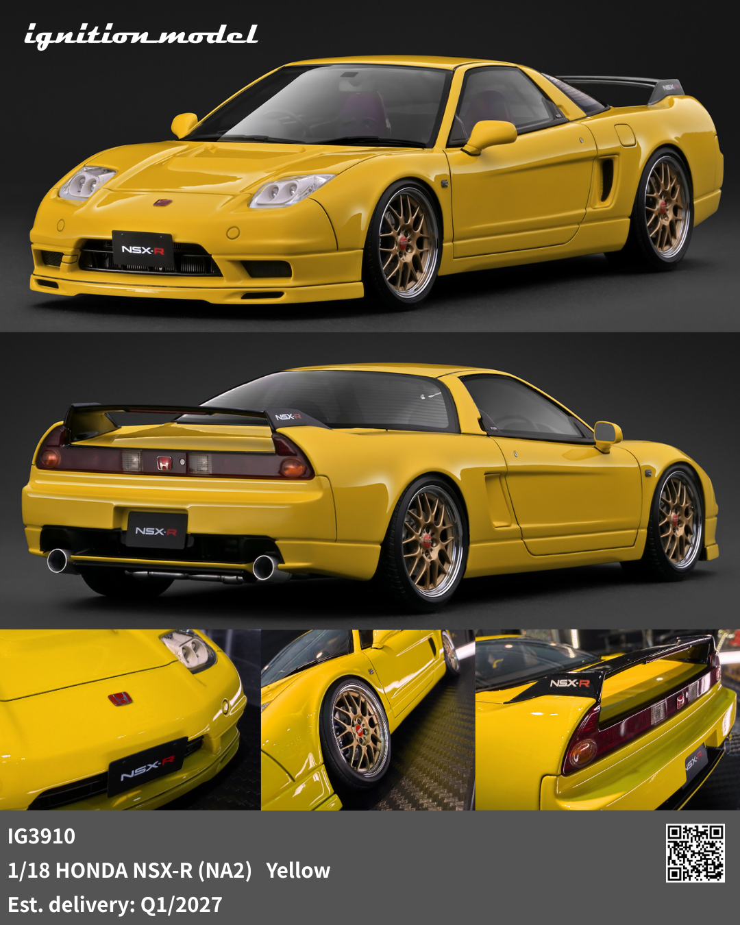 [Preorder] Ignition Model 1:18 Honda NSX-R (NA2) Yellow IG3910