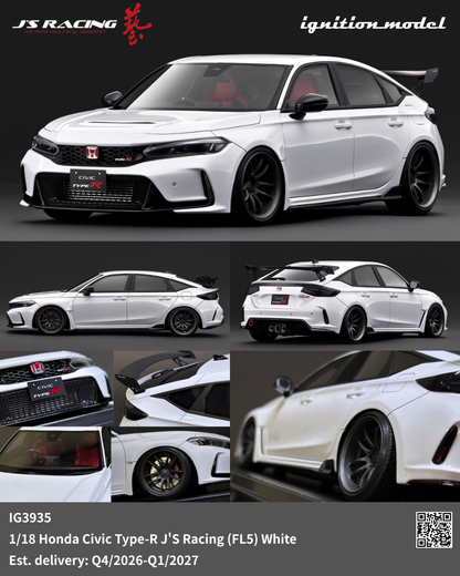[Preorder] Ignition Model 1:18 Honda Civic Type-R J'S Racing (FL5) White IG3935