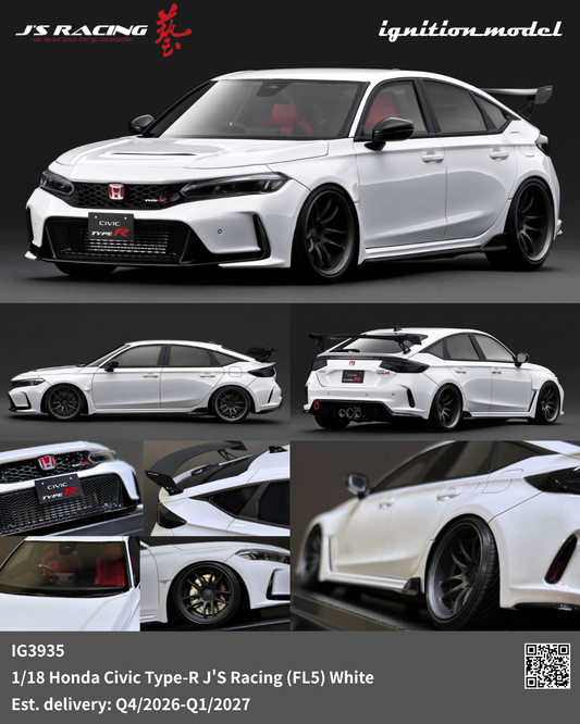 [Preorder] Ignition Model 1:18 Honda Civic Type-R J'S Racing (FL5) White IG3935