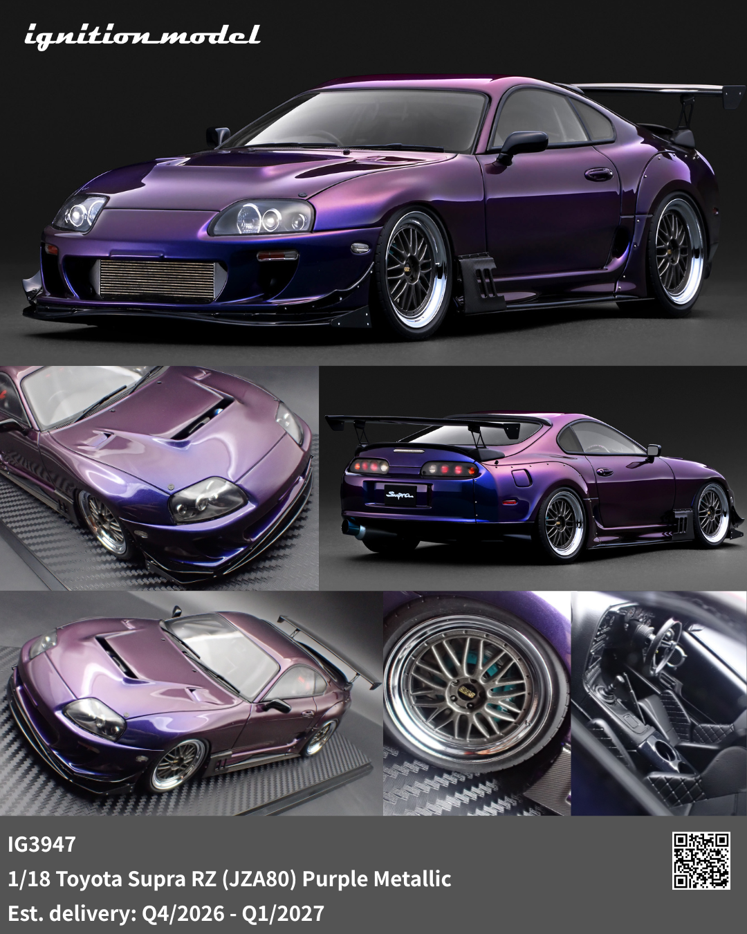Ignition Model 1:18 Toyota Supra RZ (JZA80) Purple Metallic IG3947