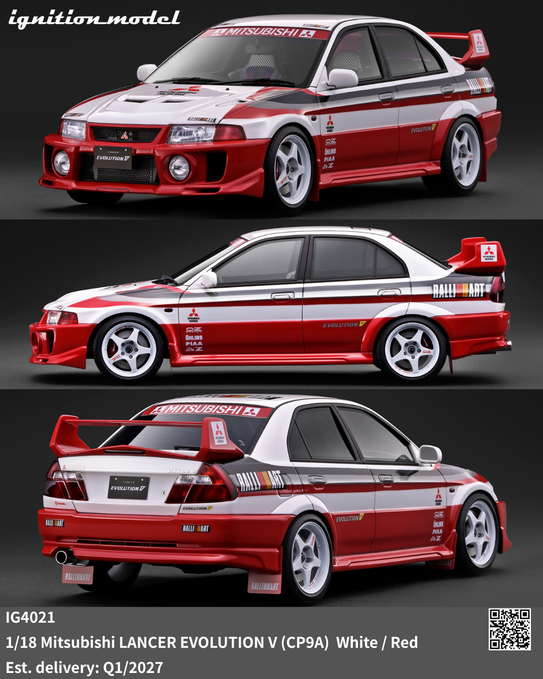 [Preorder] Ignition Model 1:18 Mitsubishi LANCER EVOLUTION V (CP9A) White/Red IG4021