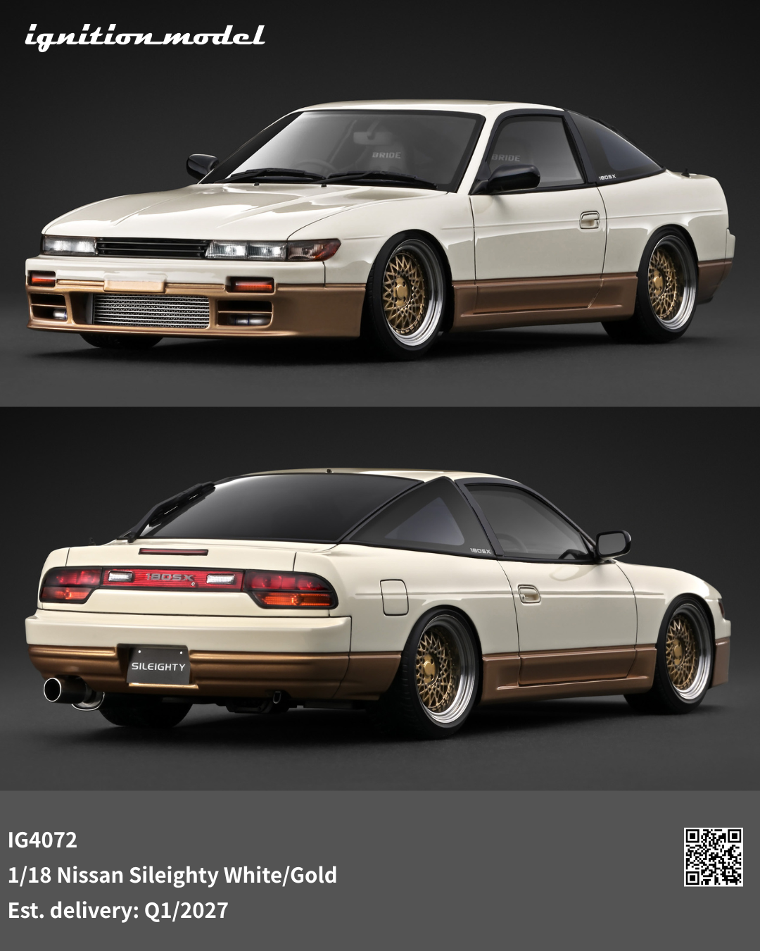 [Preorder] Ignition Model 1:18 Nissan Sileighty White/Gold IG4072