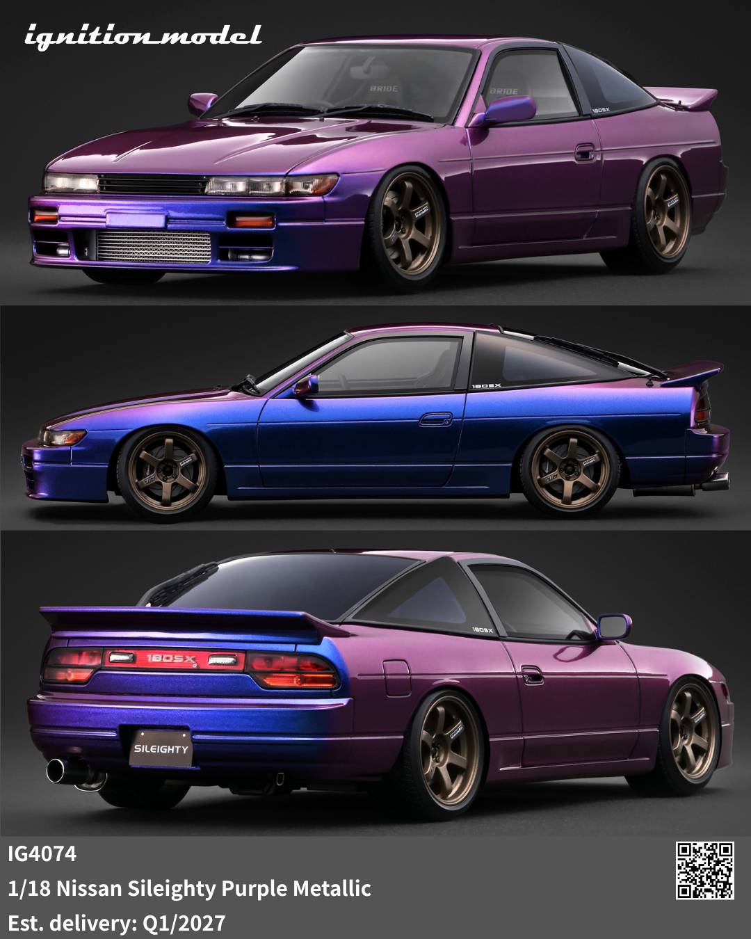 [Preorder] Ignition Model 1:18 Nissan Sileighty Purple Metallic IG4074