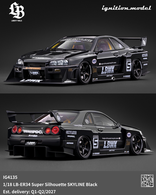 [Preorder] Ignition Model 1:18 LB-ER34 Super Silhouette SKYLINE Black IG4135
