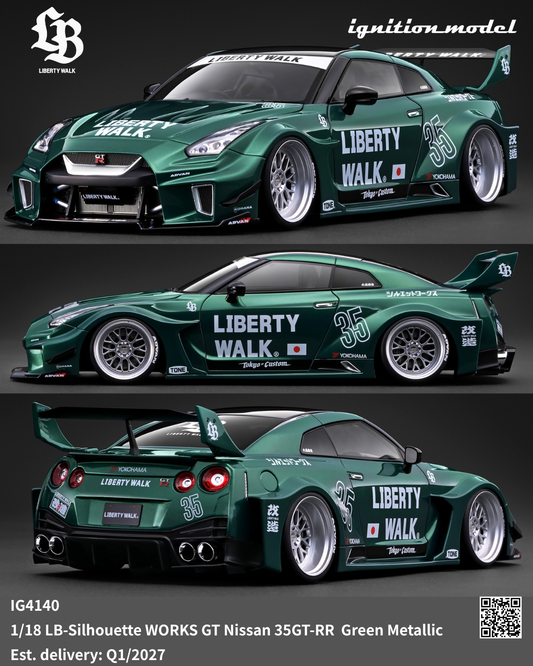 [Preorder] Ignition Model 1:18 LB-Silhouette WORKS GT Nissan 35GT-RR Green Metallic IG4140