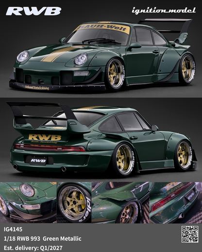 [Preorder] Ignition Model 1:18 Porsche RWB 993 Metallic Green IG4145