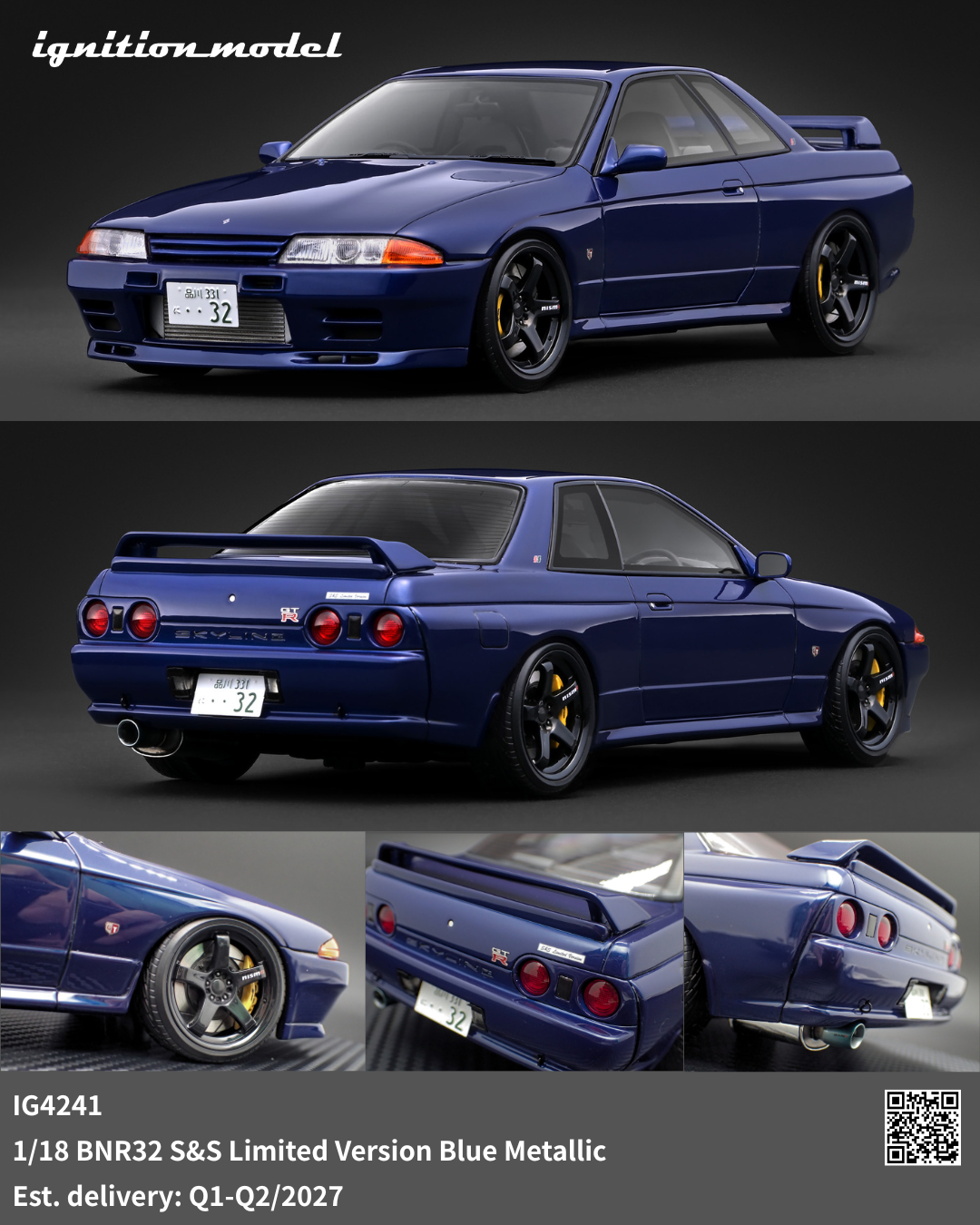 [Preorder] Ignition Model 1:18 BNR32 S&S Limited Version Blue Metallic IG4241