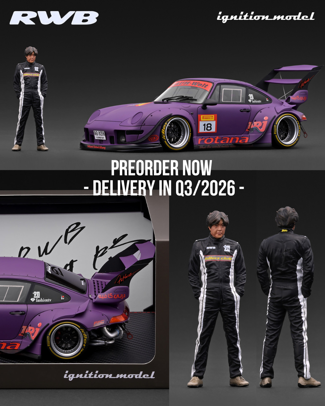 [Preorder] Ignition Model 1:18 RWB 993 Matte Purple With Mr. Nakai IG4042
