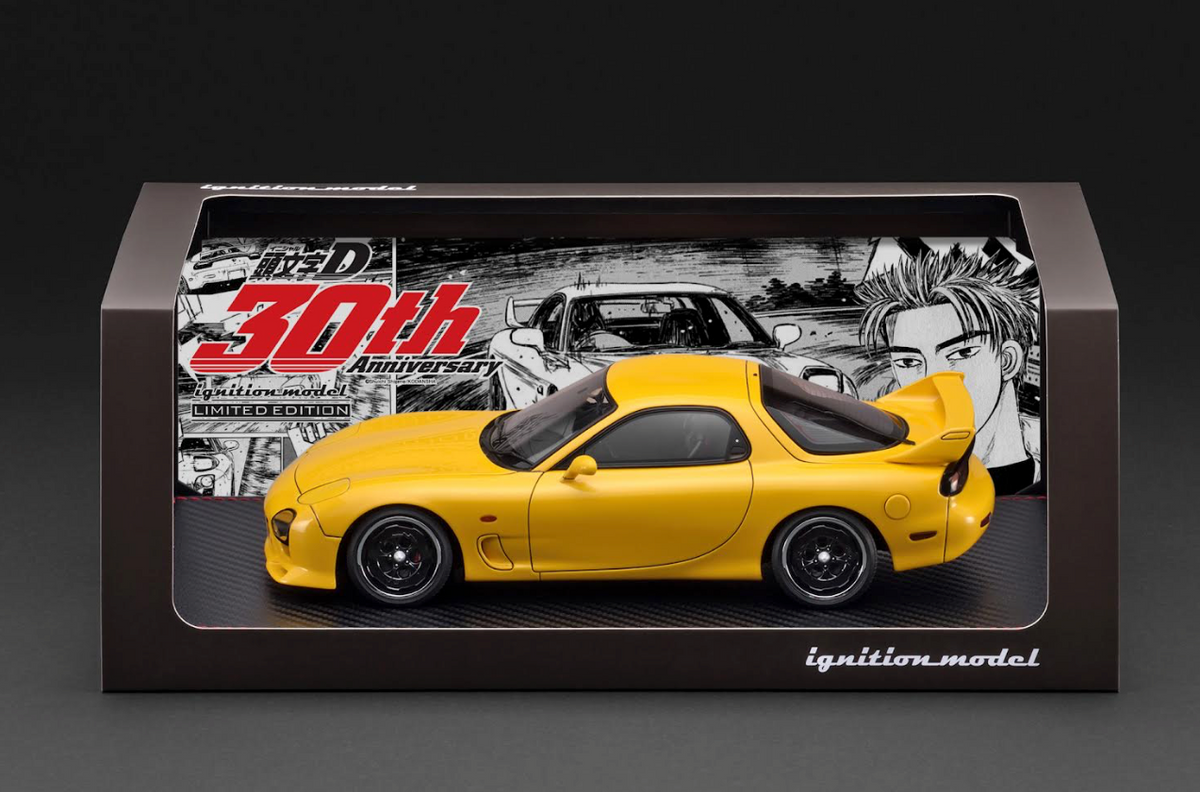 Ignition Model 1:18 INITIAL D Mazda RX-7 Mazda Speed A-spec (FD3S) Yellow SOUND & LED Ver. IG3940