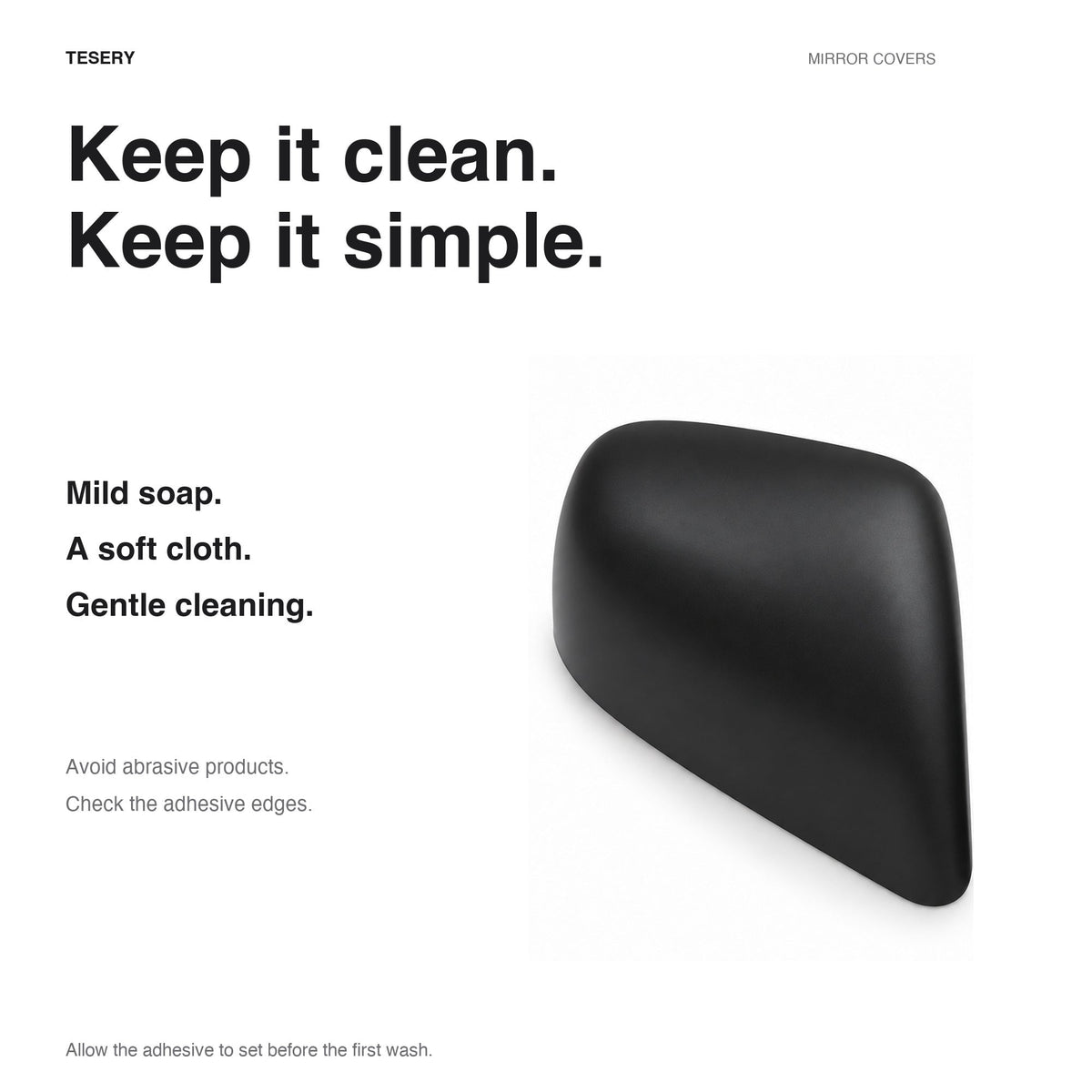 ABS Mirror Covers for Model 3/Y | 4 Finishes | 3M Tape | Scratch Protection | 3 Versions