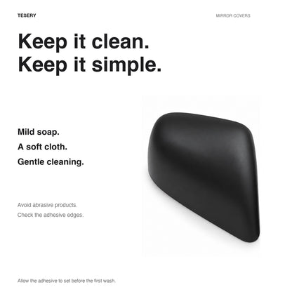 ABS Mirror Covers for Model 3/Y | 4 Finishes | 3M Tape | Scratch Protection | 3 Versions