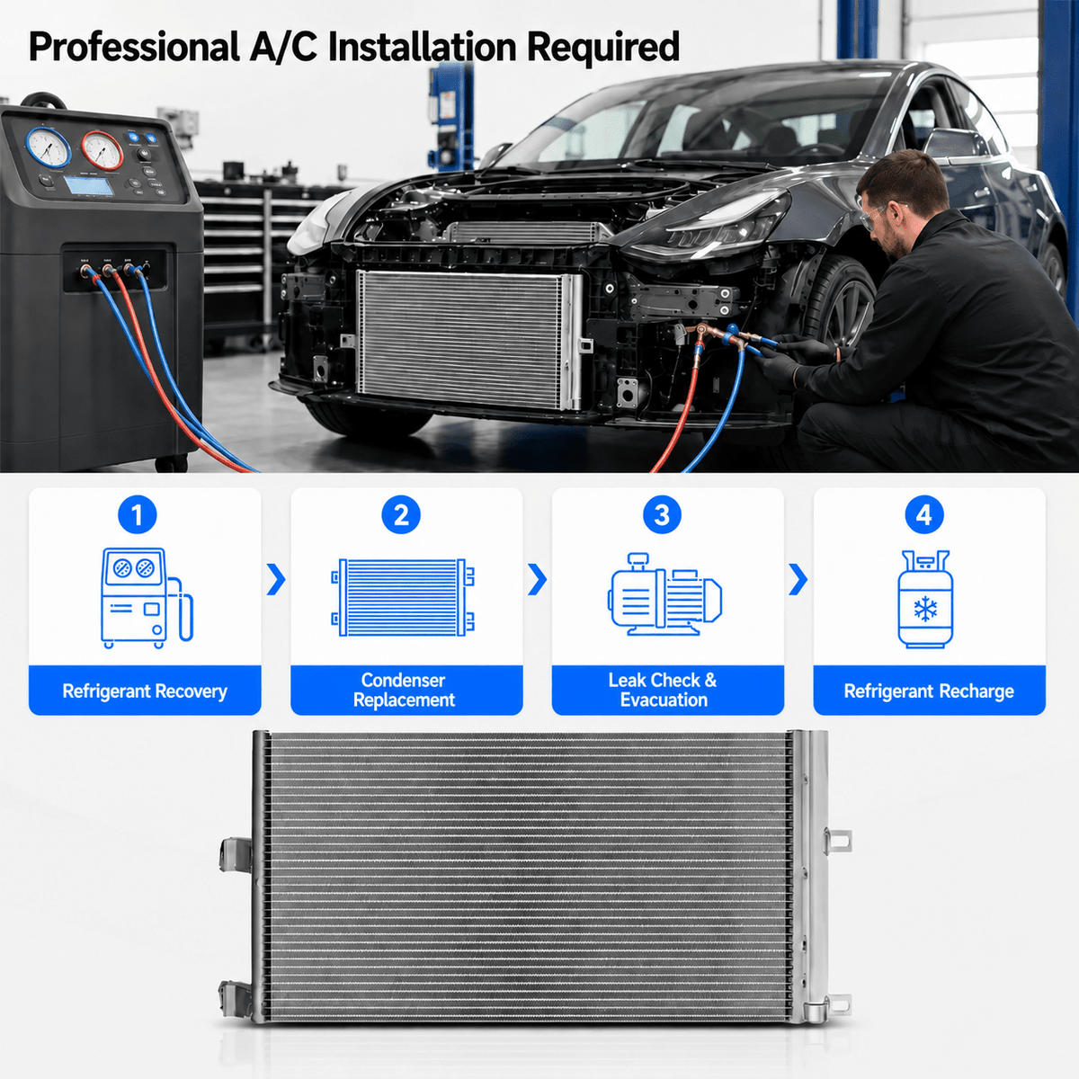 A/C Condenser for Tesla Model 3 2017–2020 (1077083-00-B)