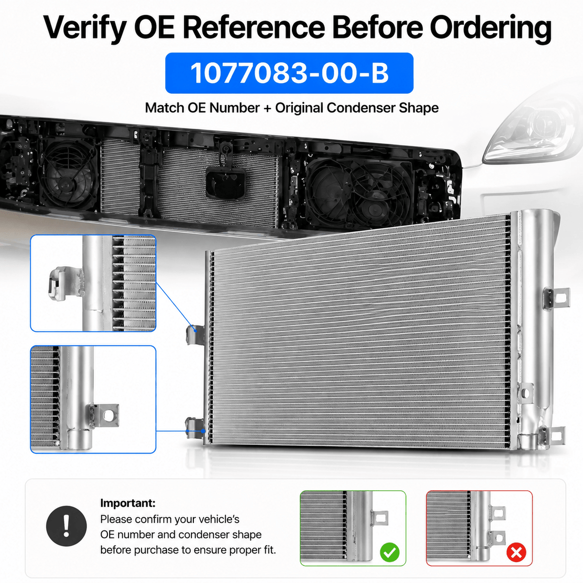 A/C Condenser for Tesla Model 3 2017–2020 (1077083-00-B)