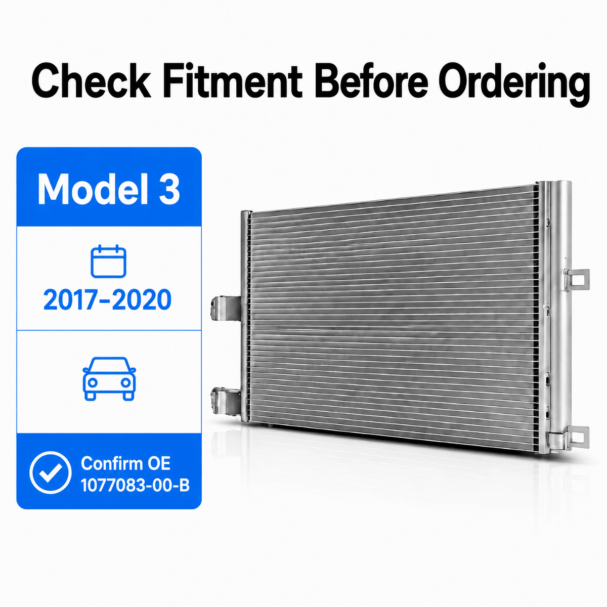 A/C Condenser for Tesla Model 3 2017–2020 (1077083-00-B)