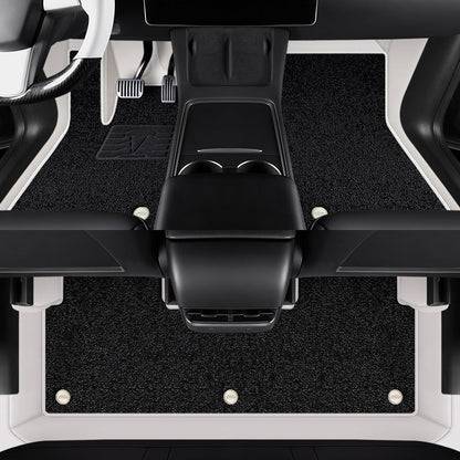 All-Round White Leather Floor Mats for Tesla Model 3 Highland / Y