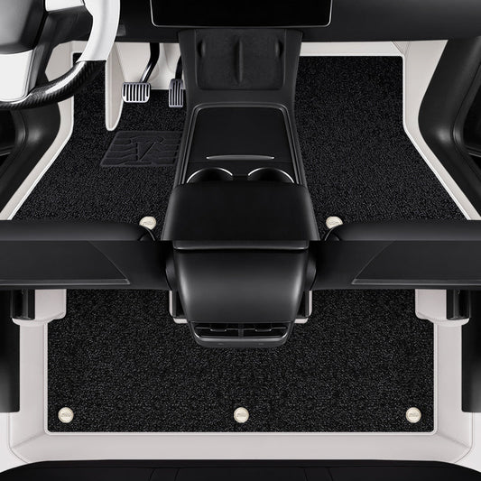 All-Round White Leather Floor Mats for Tesla Model 3 Highland / Y