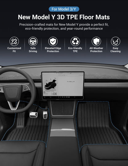 All Weather 3D TPE Floor Mats for Tesla Model Y Juniper