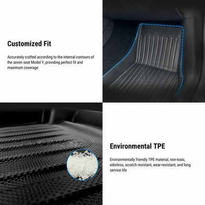 All Weather TPE Floor Mats for Tesla Model Y 7 Seats