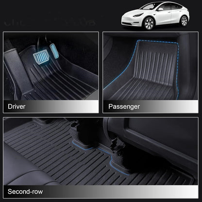 All Weather TPE Floor Mats for Tesla Model Y 7 Seats
