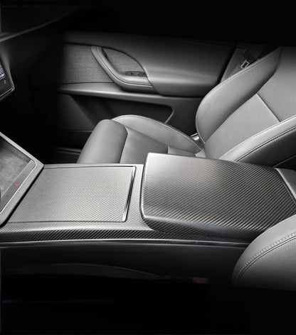 Armrest Box Dry Carbon Fiber Overlay for Model S/X 2021+