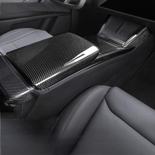 Armrest Box Dry Carbon Fiber Overlay for Model S/X 2021+