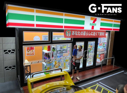 G.Fans 1:18 Diorama 7-11 Building Model 2 Parking Spaces 711801A