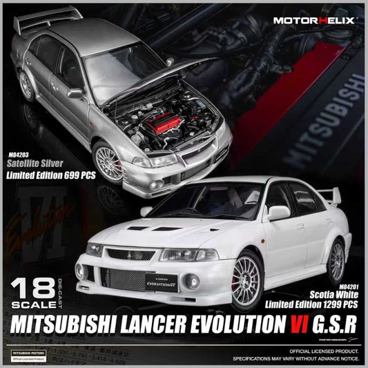 [Preorder] MOTORHELIX 1:18 Mitsubishi Lancer Evolution VI GSR (2 Colours) M84201 / M84203