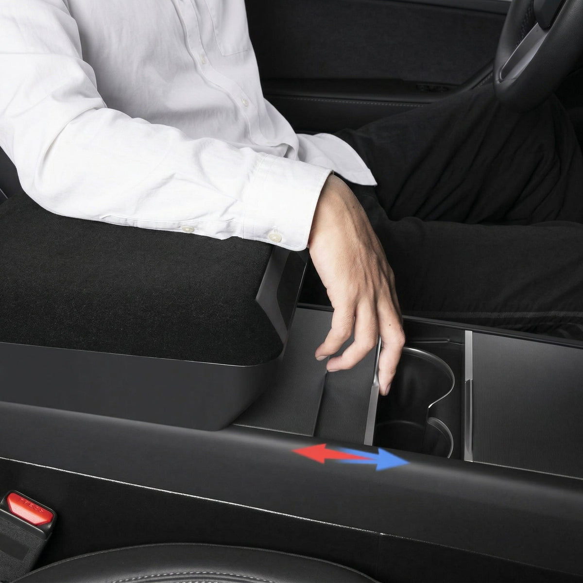 Center Console Armrest Riser with Hidden Sliding Storage for Model 3 Highland & Model Y Juniper
